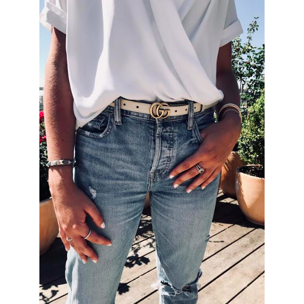 leather belt with double g buckle