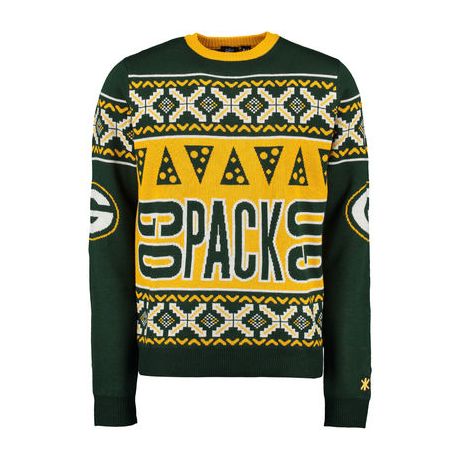 Unisex Green Bay Packers Crew Knit Ugly Sweater Hinted