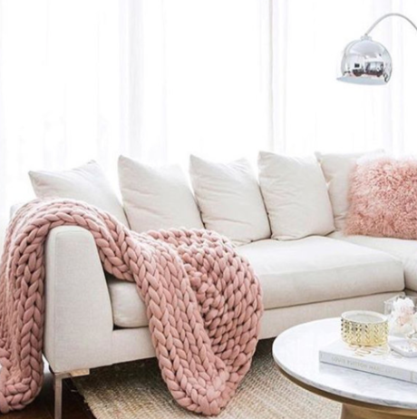 Chunky Knit Blanket Premium Italian Merino Hinted