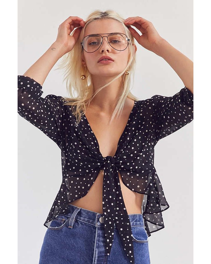 polka dot tie front top