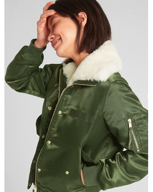 gap faux fur bomber jacket