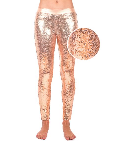 Rose Gold Sequin Leggings Hinted