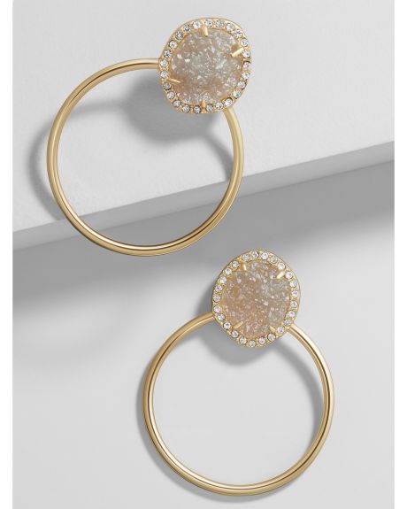 Lutana Druzy Hoop Earrings Hinted