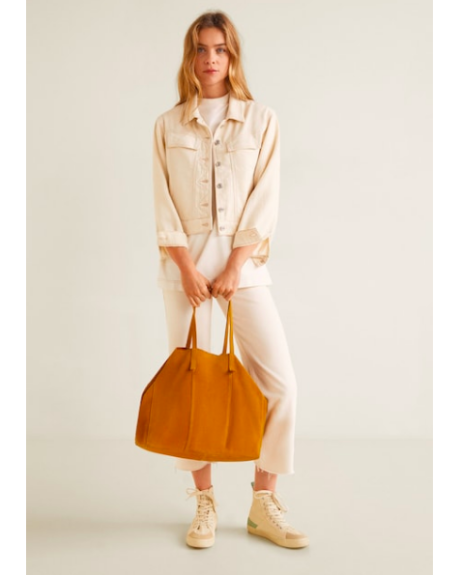Leather shopper cheap bag mango