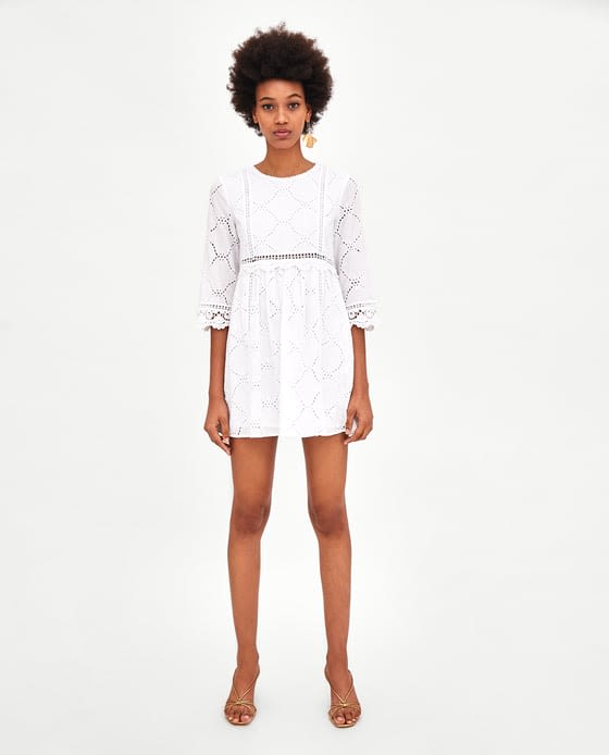 JUMPSUIT DRESS WITH CUTWORK EMBROIDERY Hinted