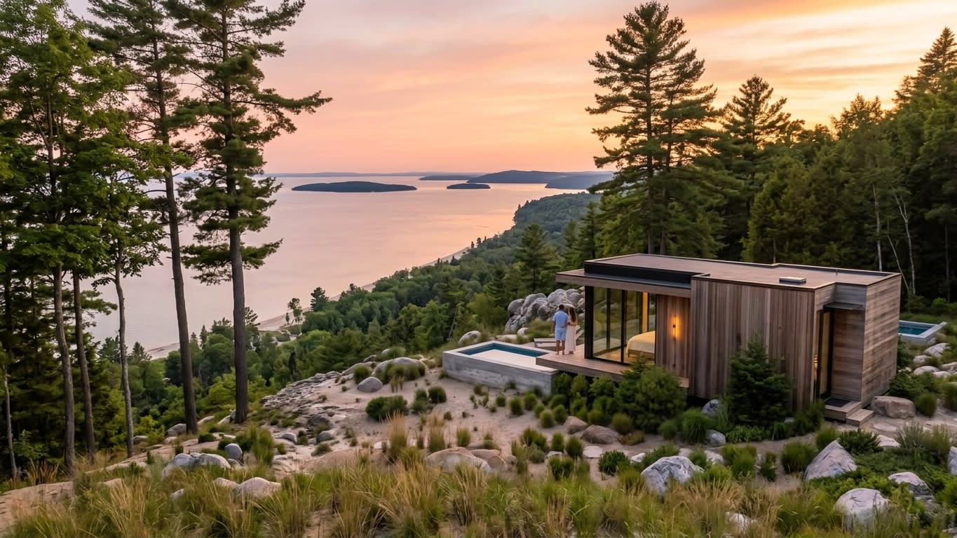 A residence deck overlooking the lake