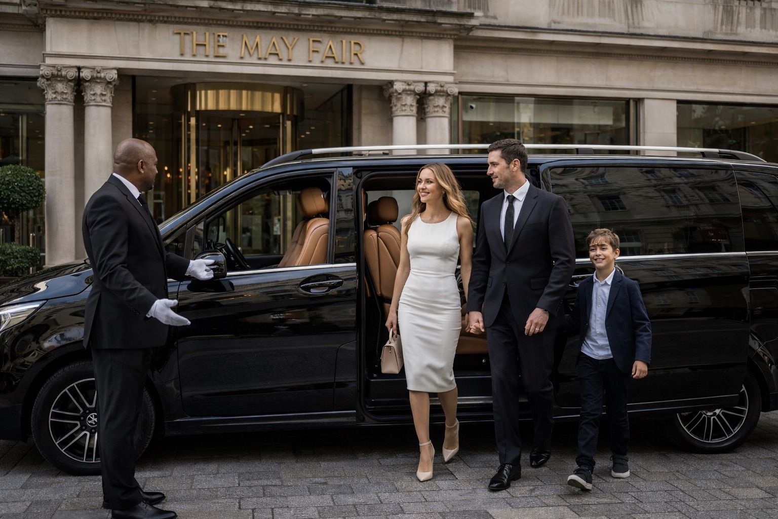 Luxury chauffeur service outside London hotel