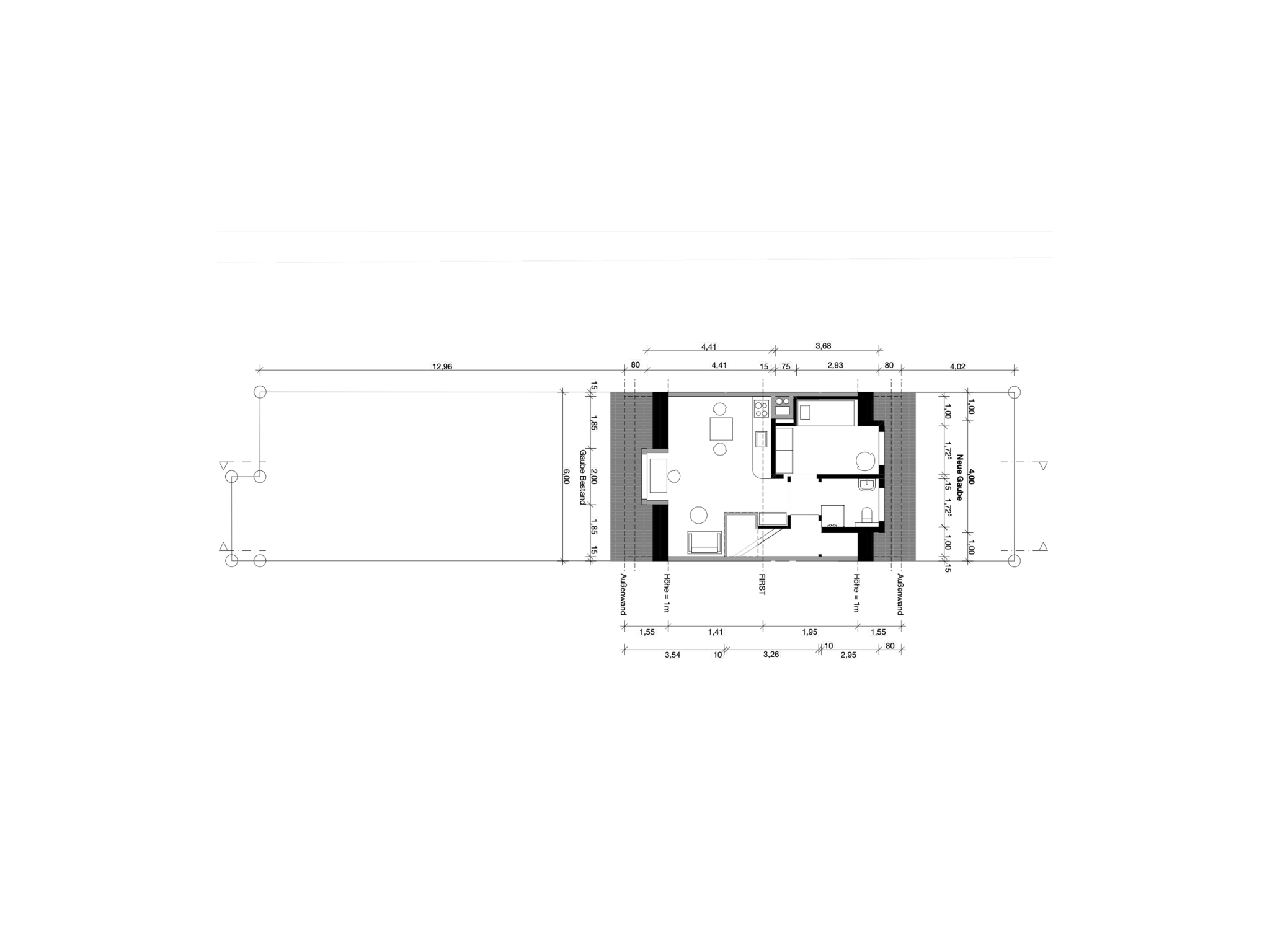 Grundriss Dachgeschoss – Neuer Wohnraum mit Gaube