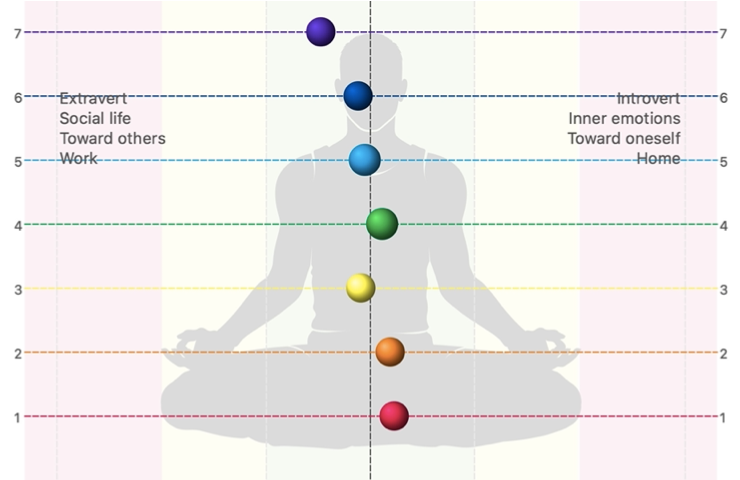 Chakra scan showing small, depleted energy centers before treatment