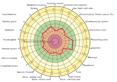 Energy area diagram showing partial recovery after the sauna session