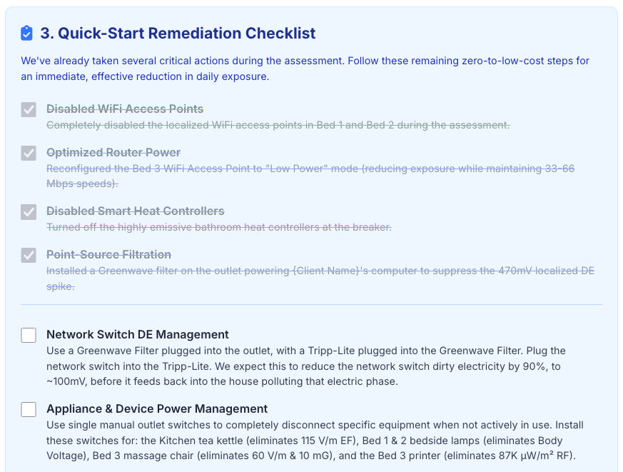 Quick-start remediation checklist with actionable steps
