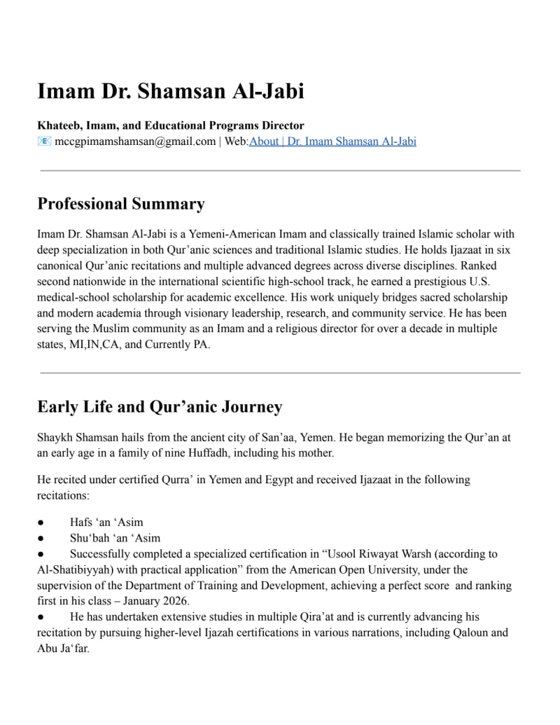 CV — first page