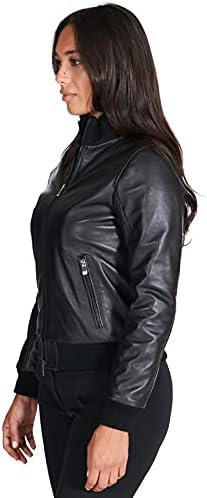 Vue 4 de Veste Cuir Noir Femme