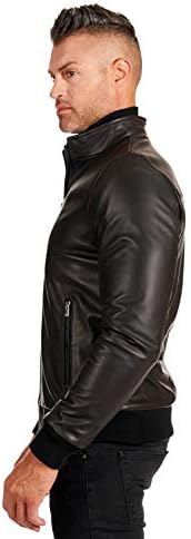 Vue 4 de Bomber Veste Cuir Noir