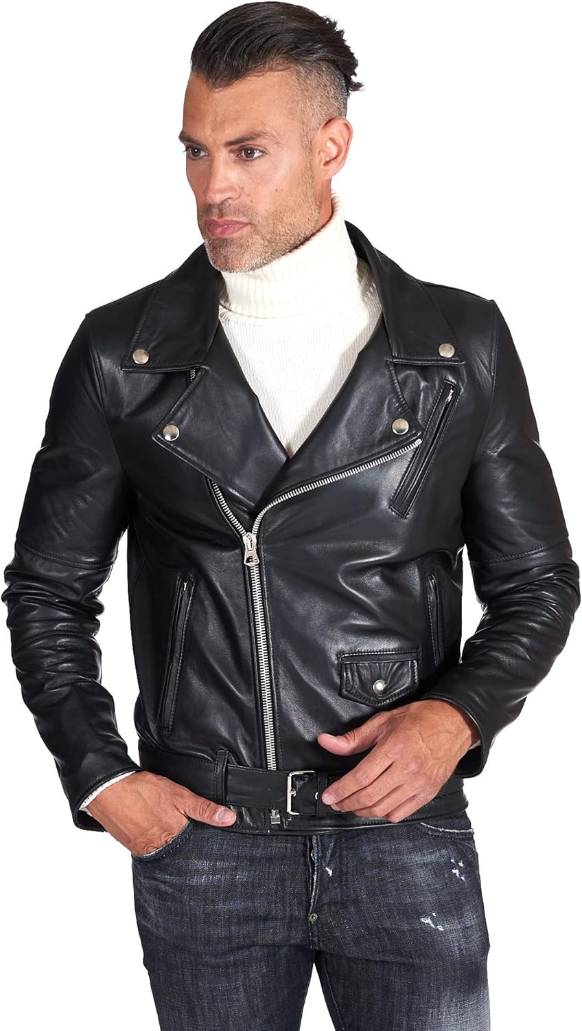 Veste Cuir Homme Noir