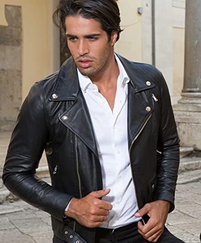 Vue 3 de Veste Cuir Homme Noir