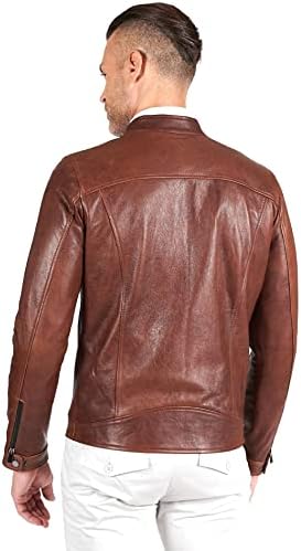 Vue 6 de Veste Cuir Marron Homme