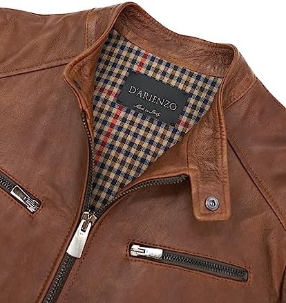 Vue 7 de Veste Cuir Marron Homme