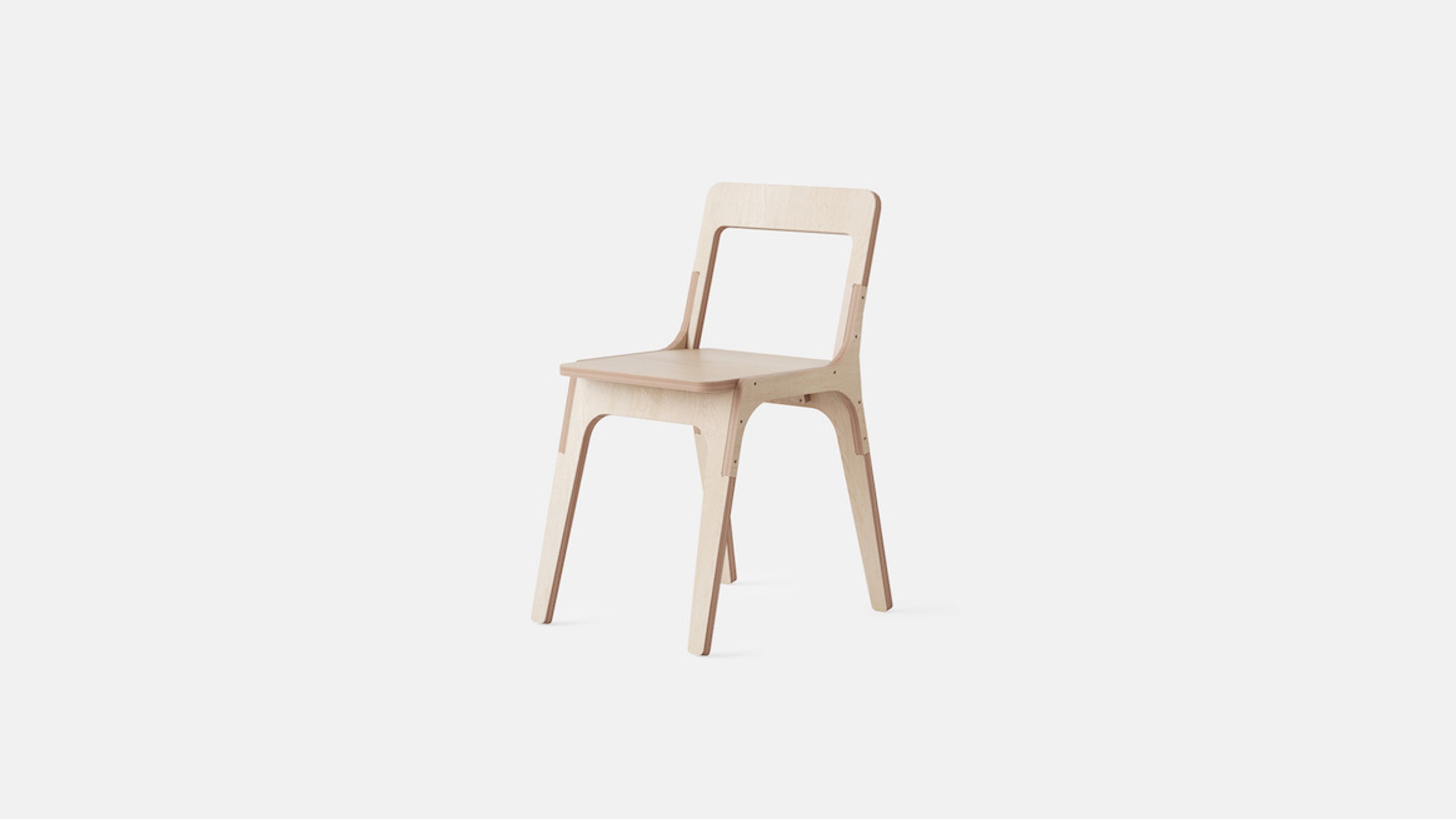 Angled view of Slim Chair, Plywood
