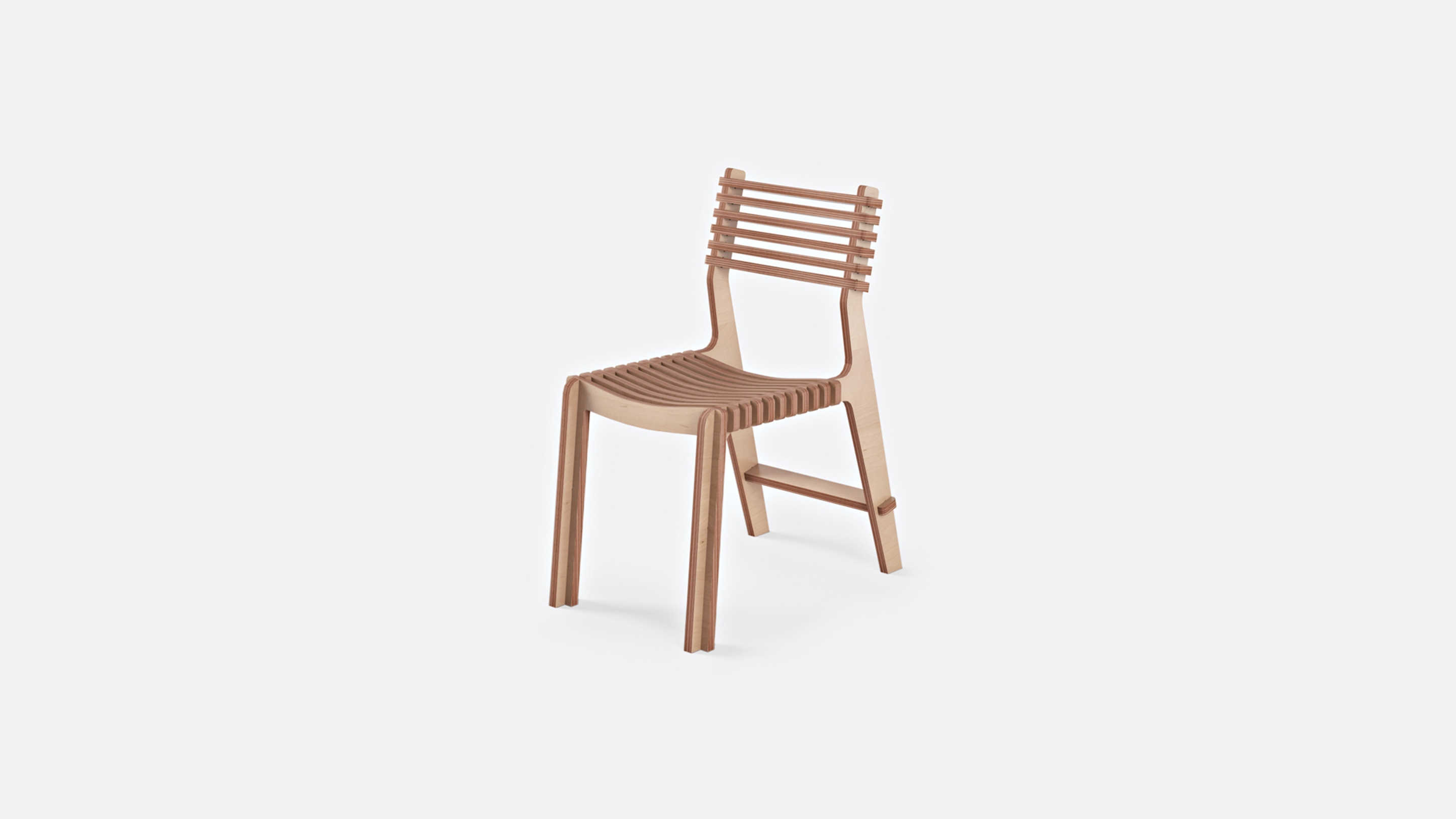 Angled view of Valoví Chair, All Plywood