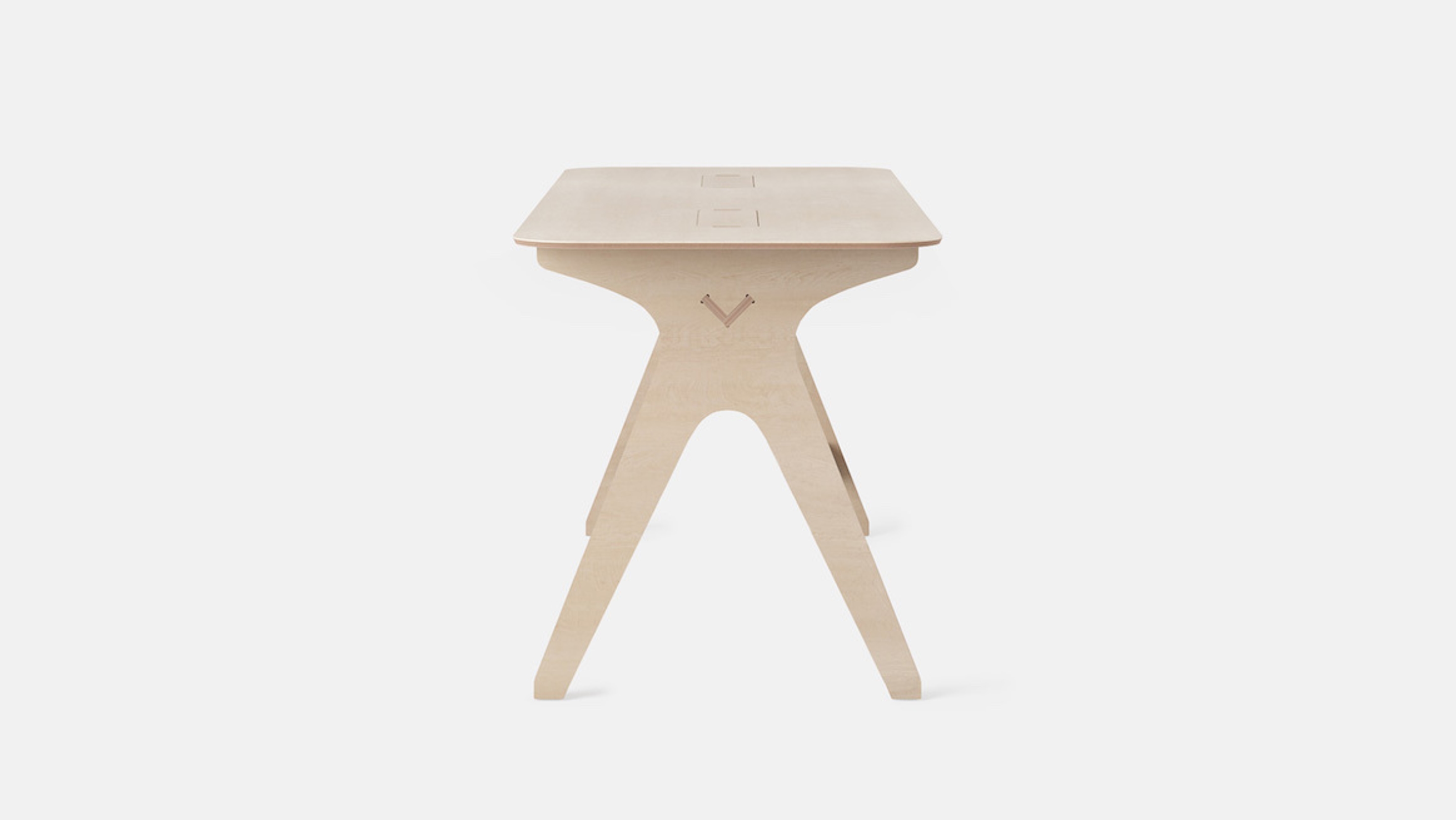 Side view of Breakout Table, Birch Plywood