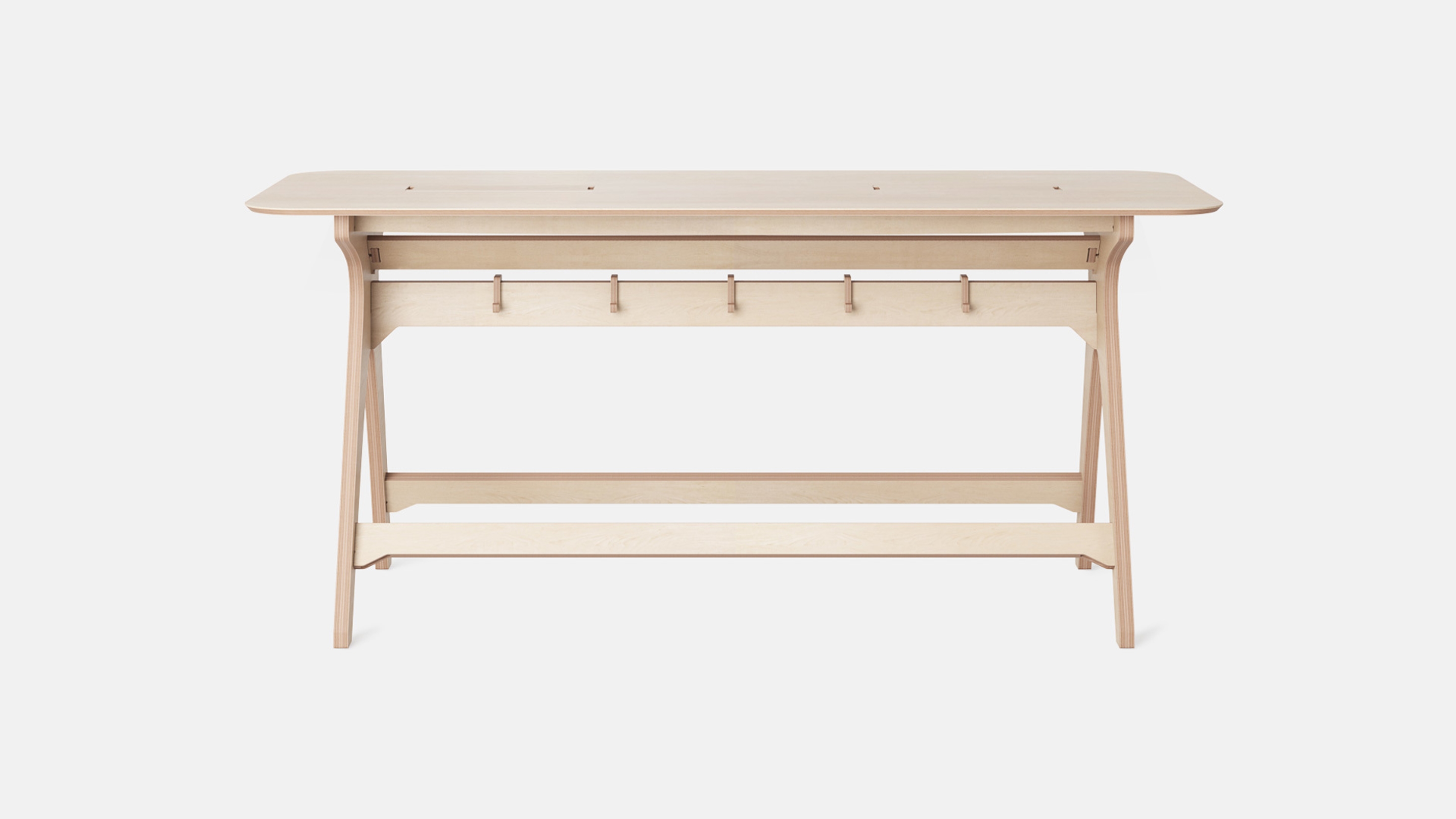 Front view of Breakout Table, Birch Plywood