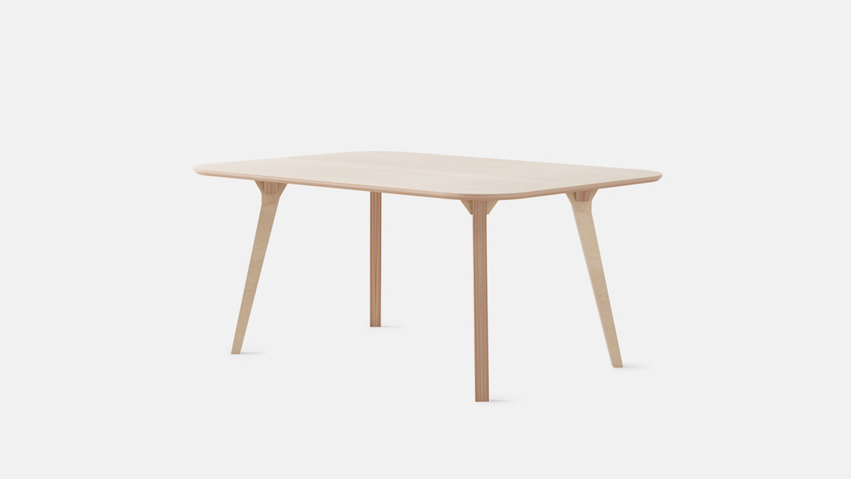 Angled view of Canteen Table, Birch Plywood