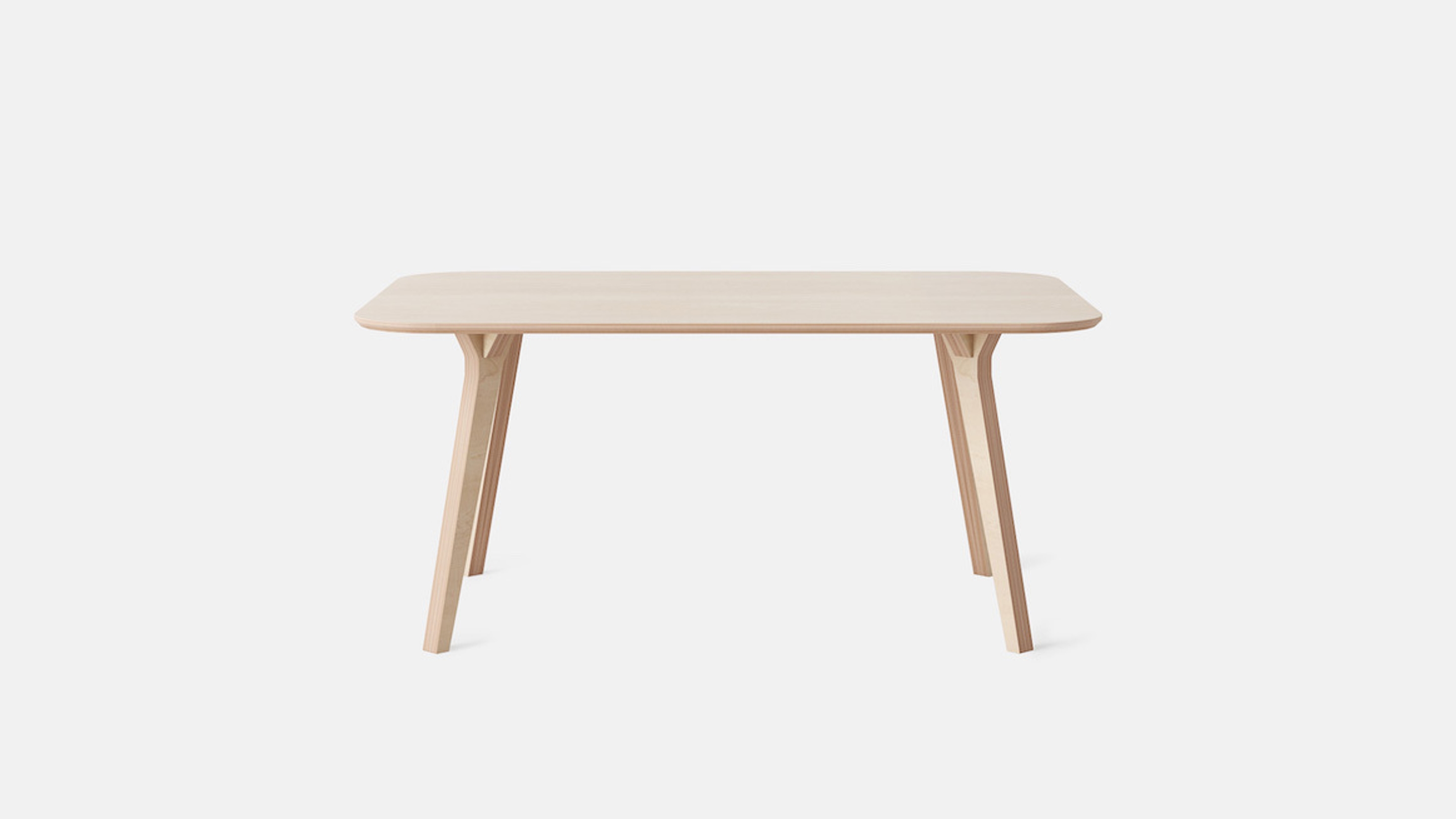 Front view of Canteen Table, Birch Plywood