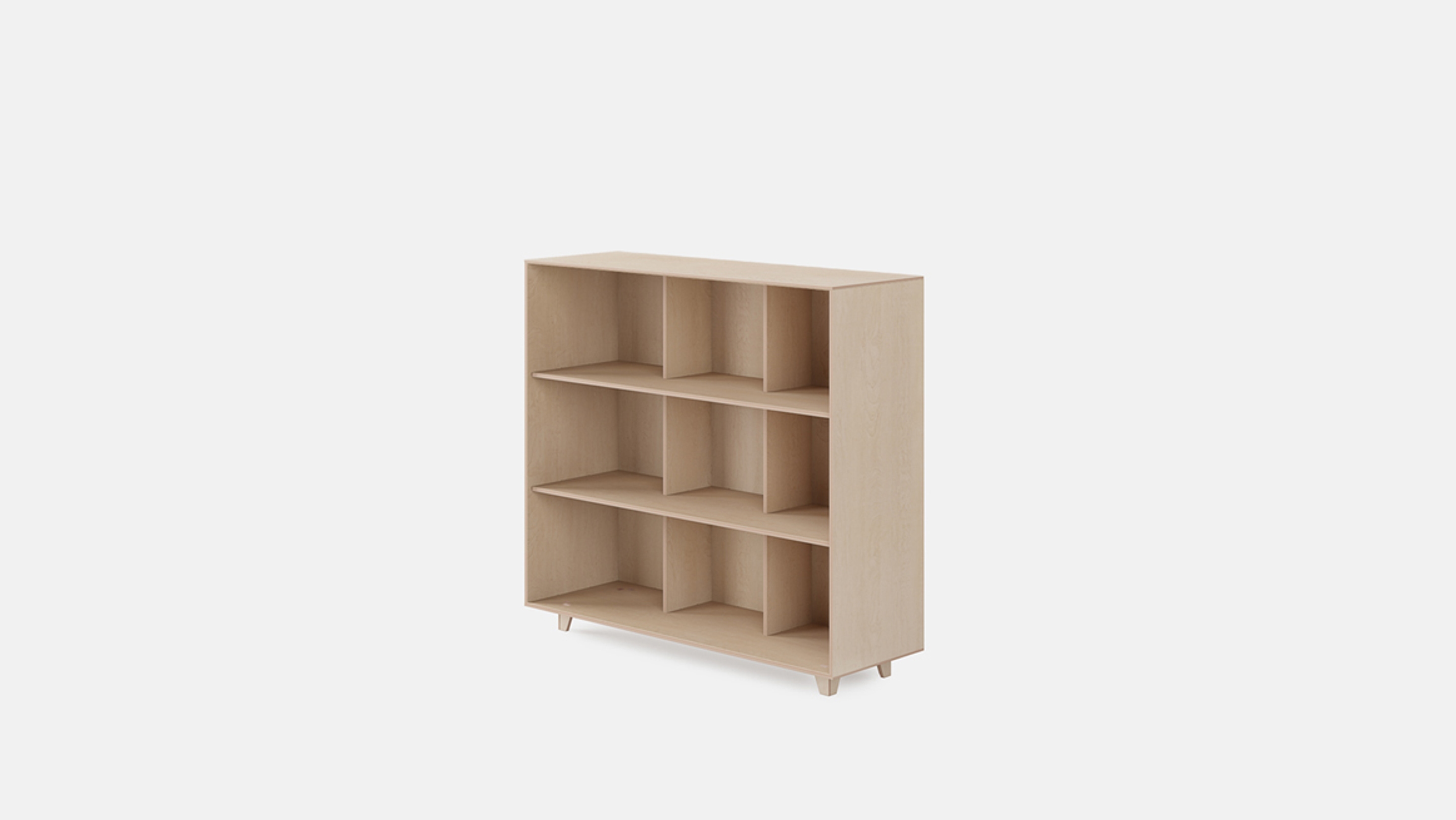 Angled view of Fin Bookshelf, Feet