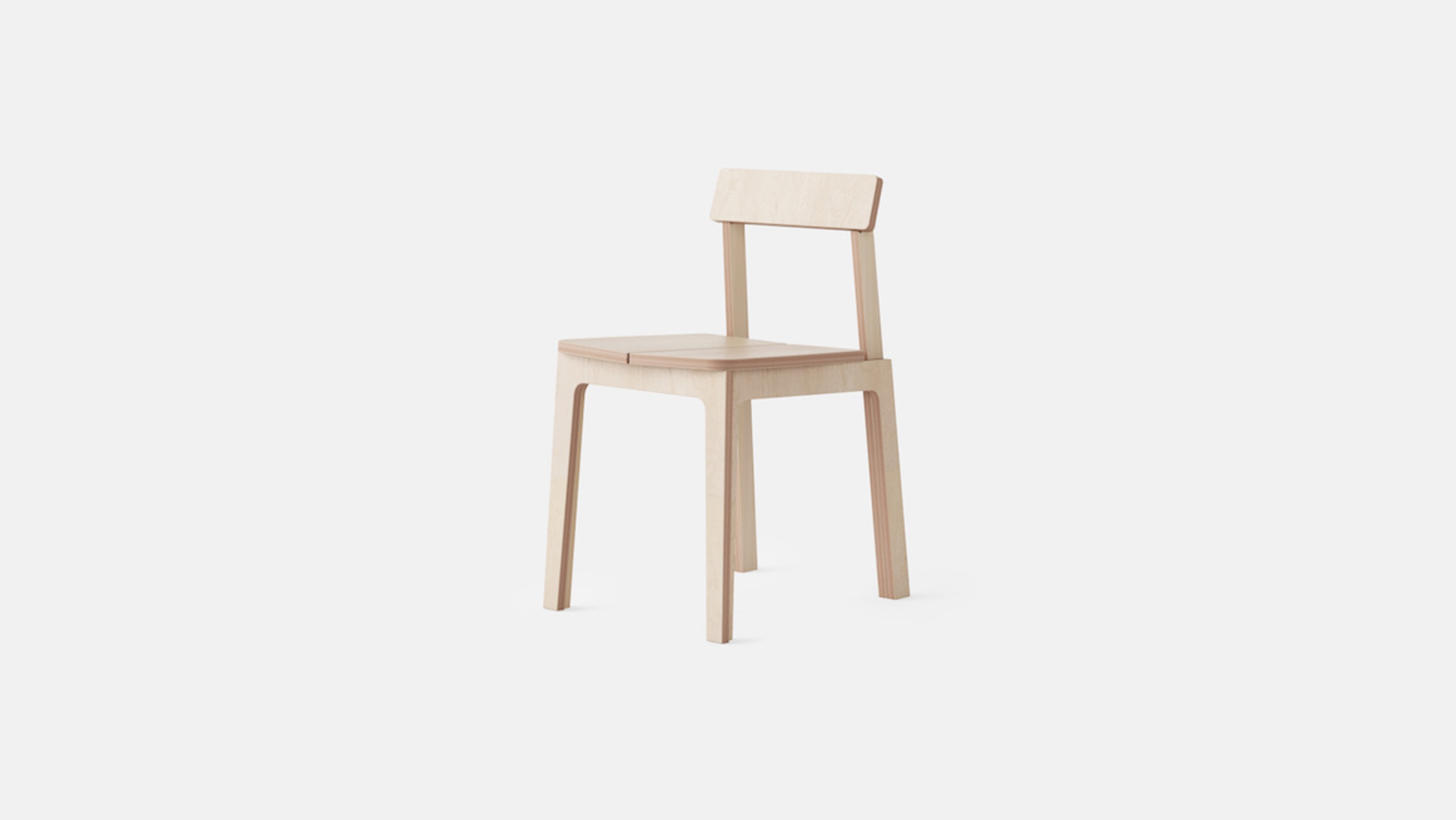 Angled view of Roxanne Chair, Plywood