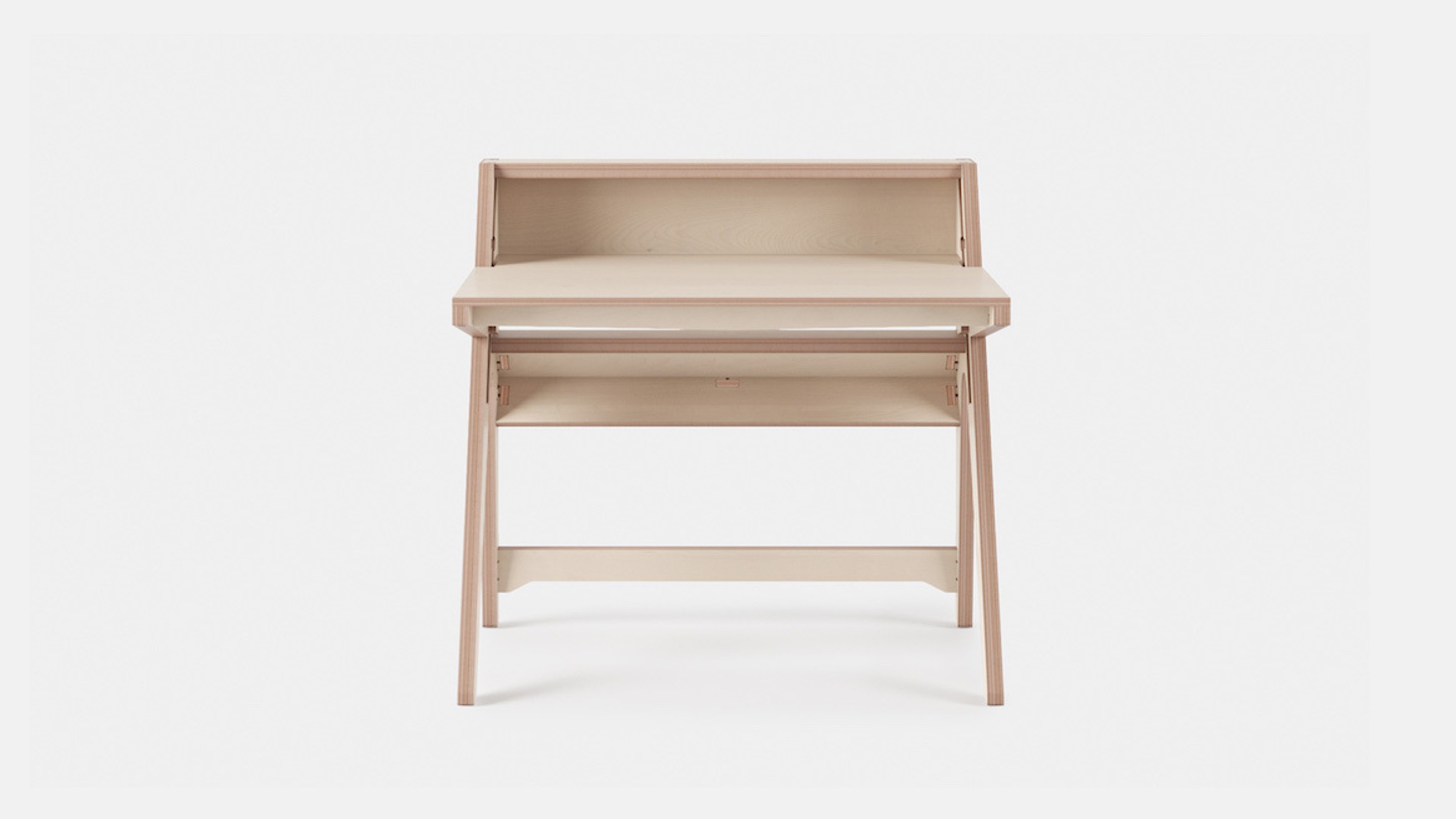 Front view of Lift Standing Desk, All Plywood