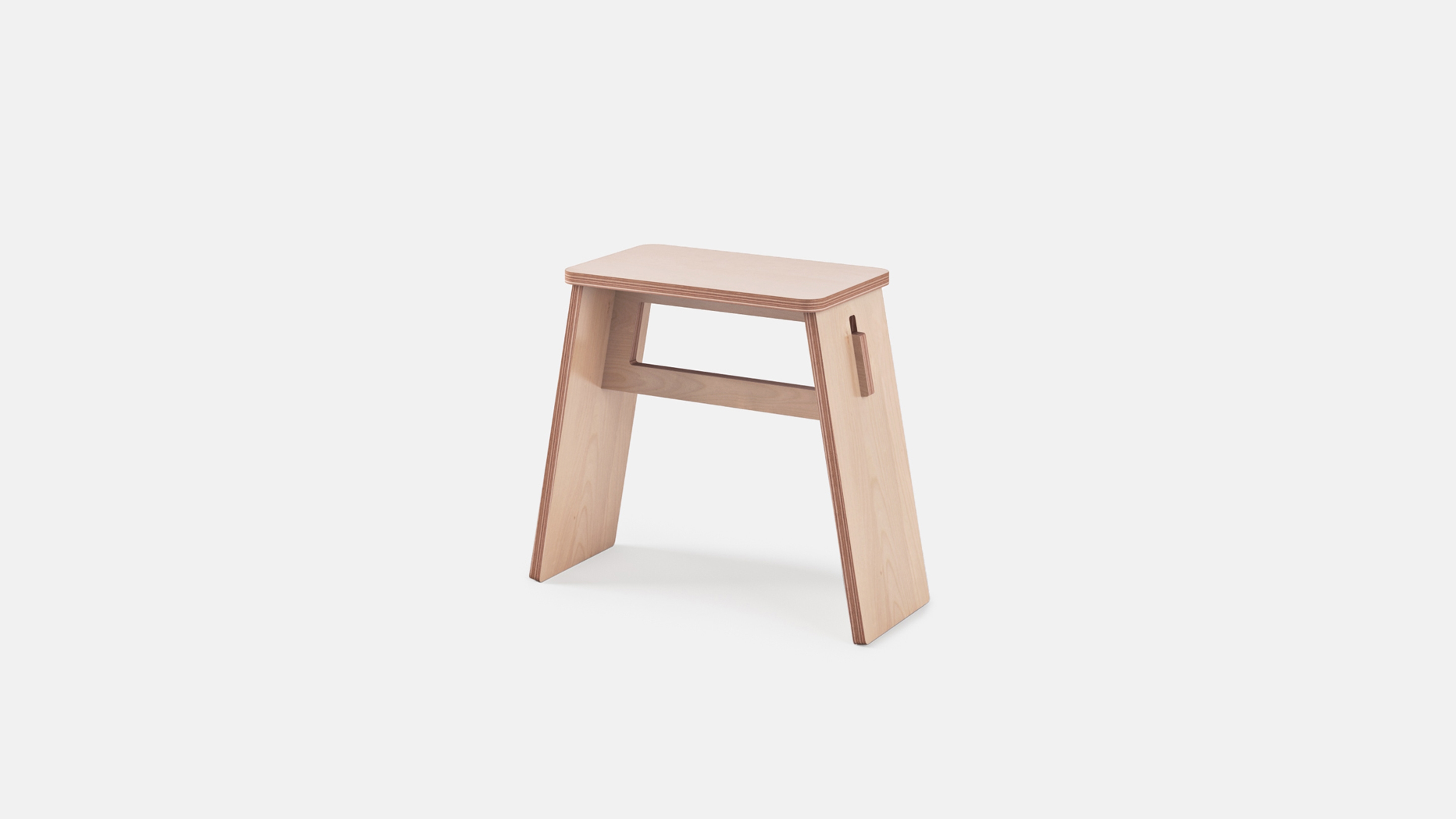 Angled view of Johann Stool, All Plywood