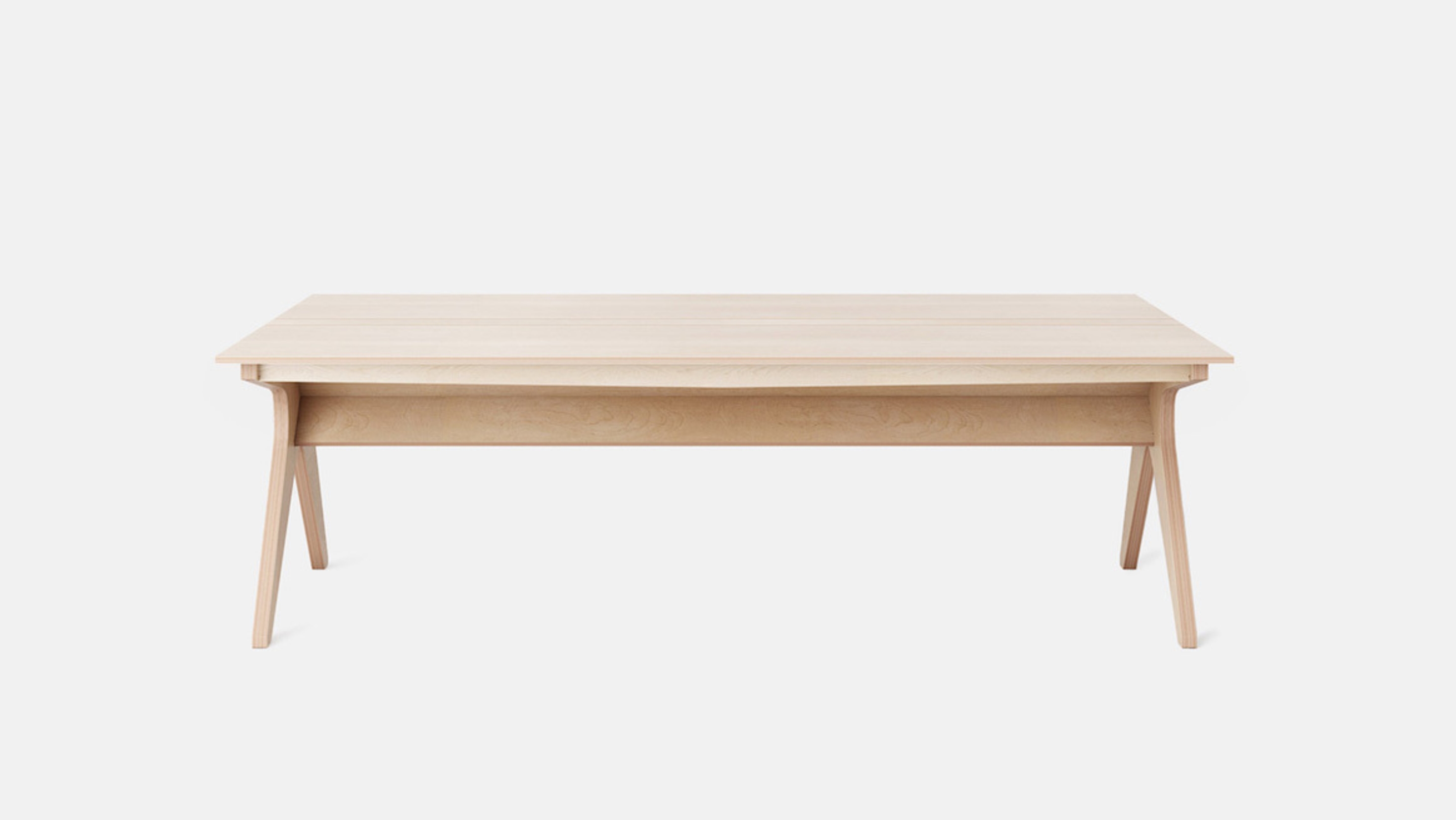 Angled view of Lean Desk, All Plywood