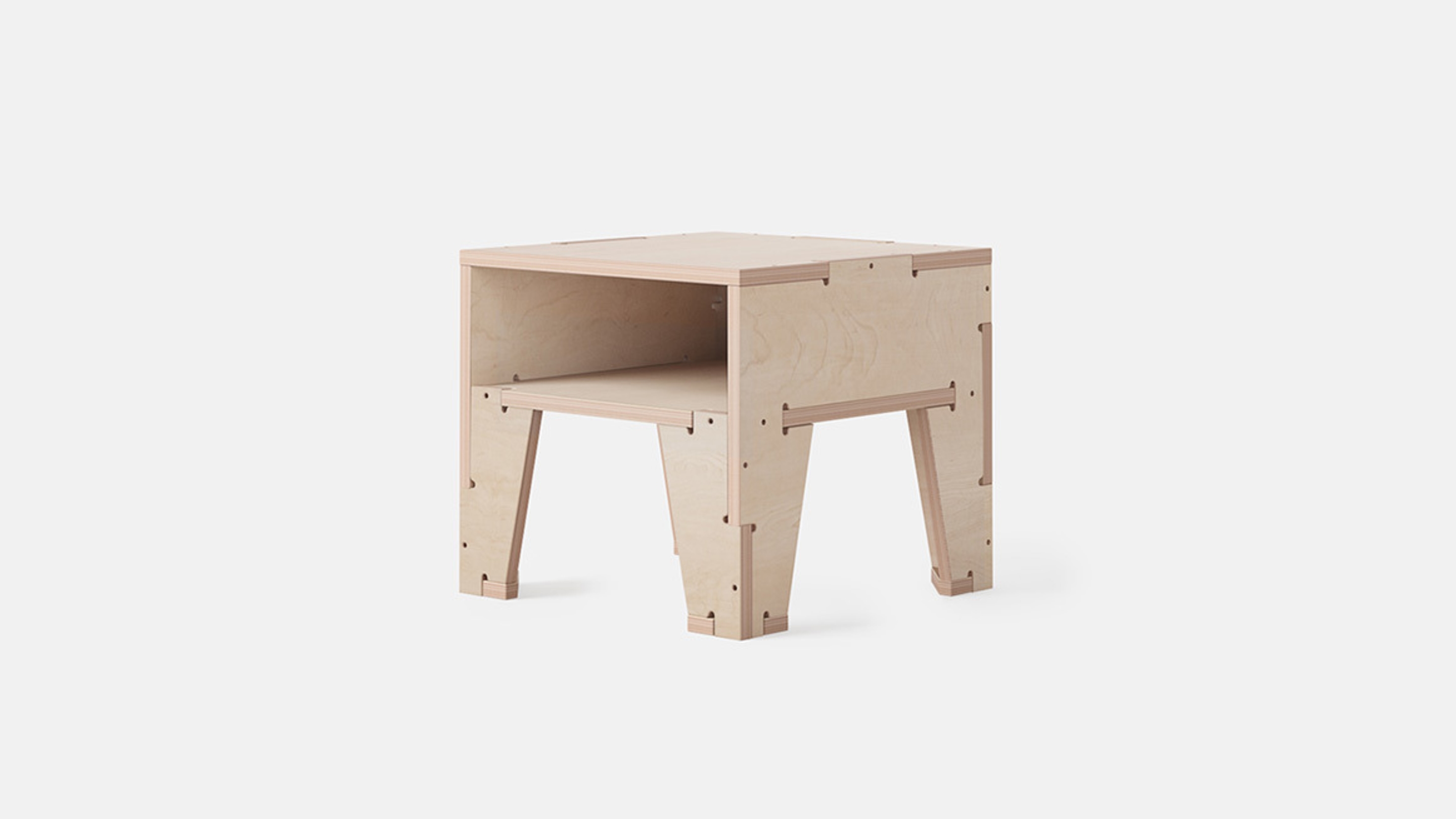 Angled view of Beside Table, Birch Plywood
