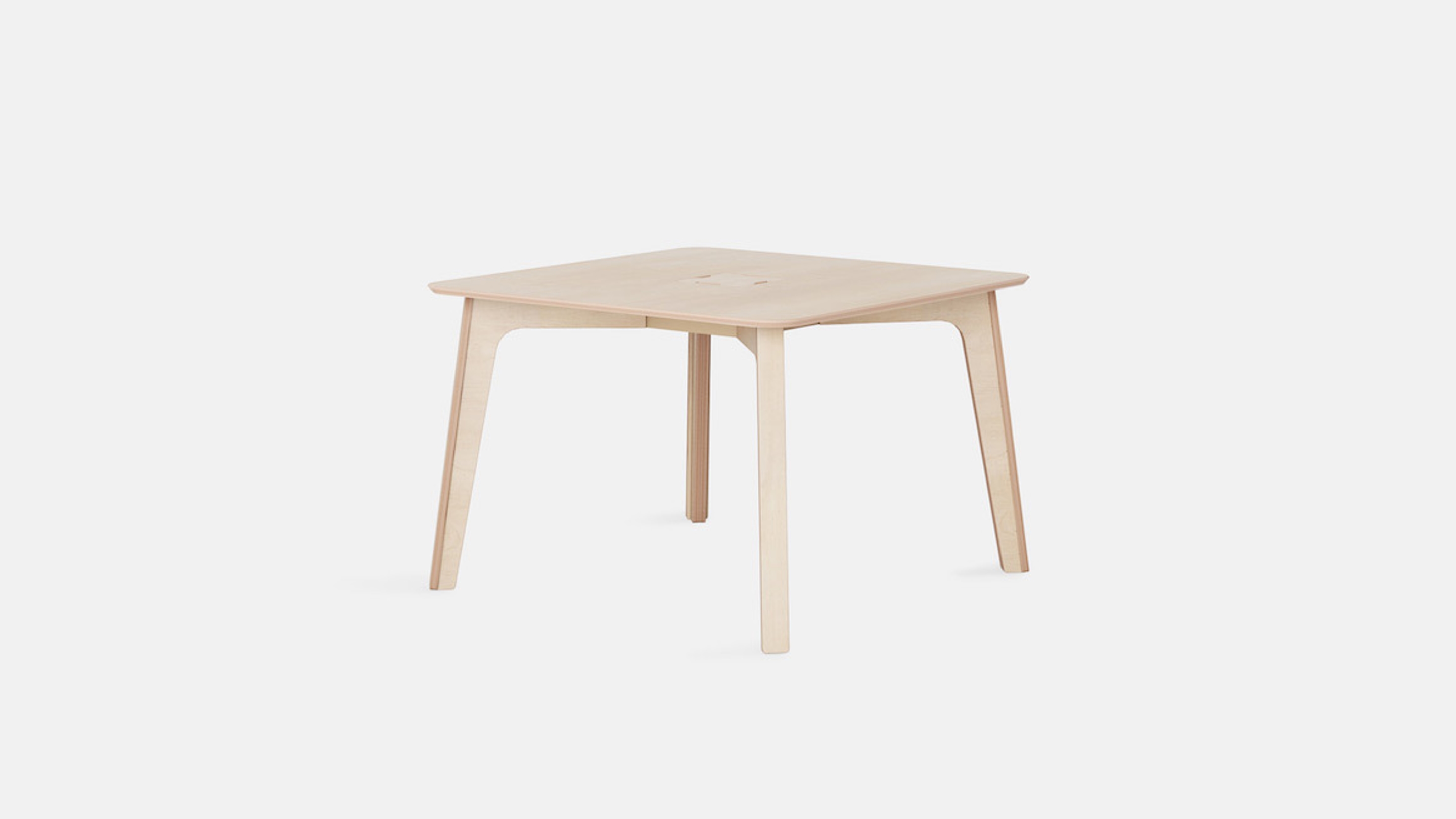 Angled view of Hot Desk, Birch Plywood