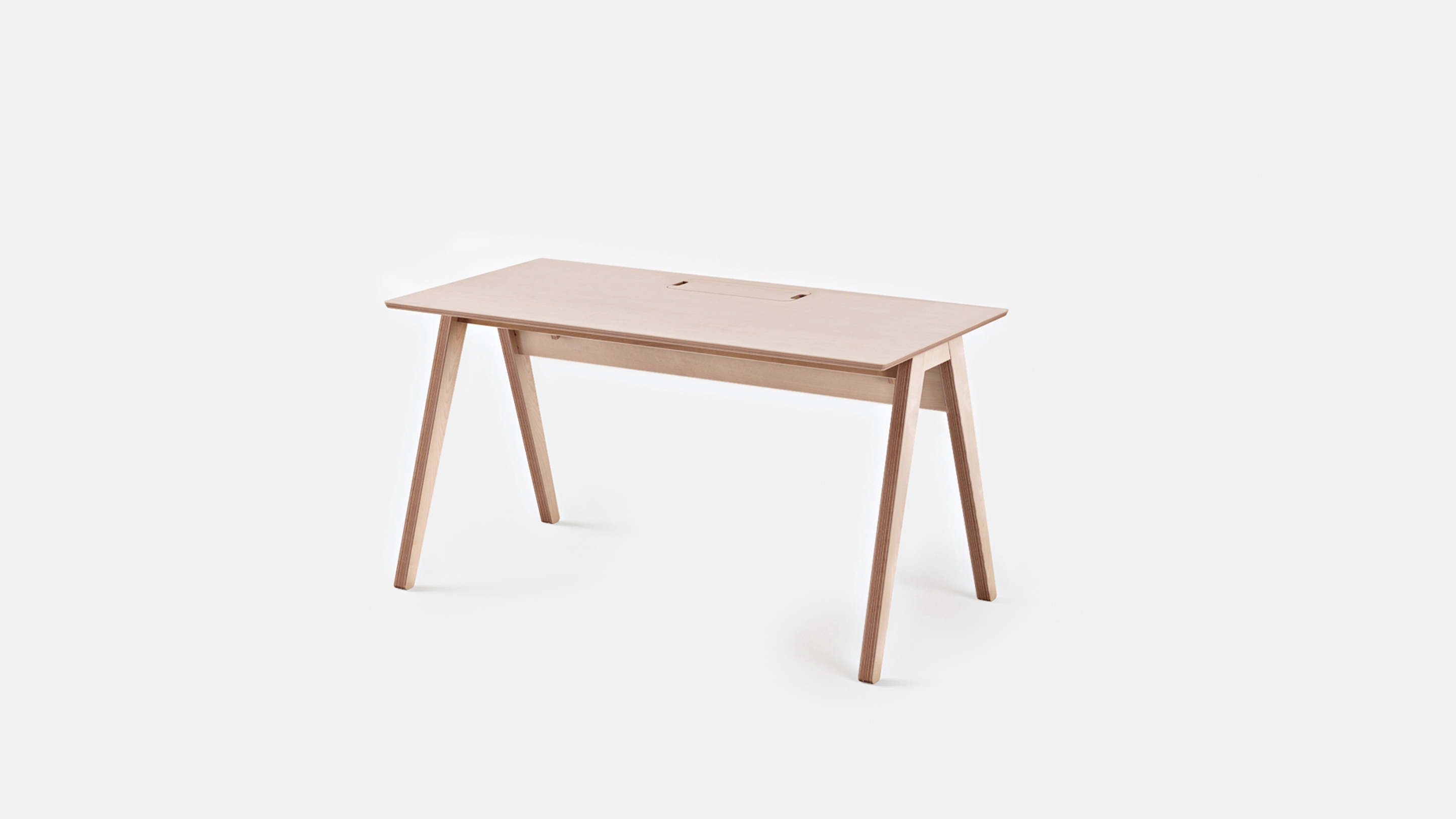 Angled view of Studio Desk, All Plywood