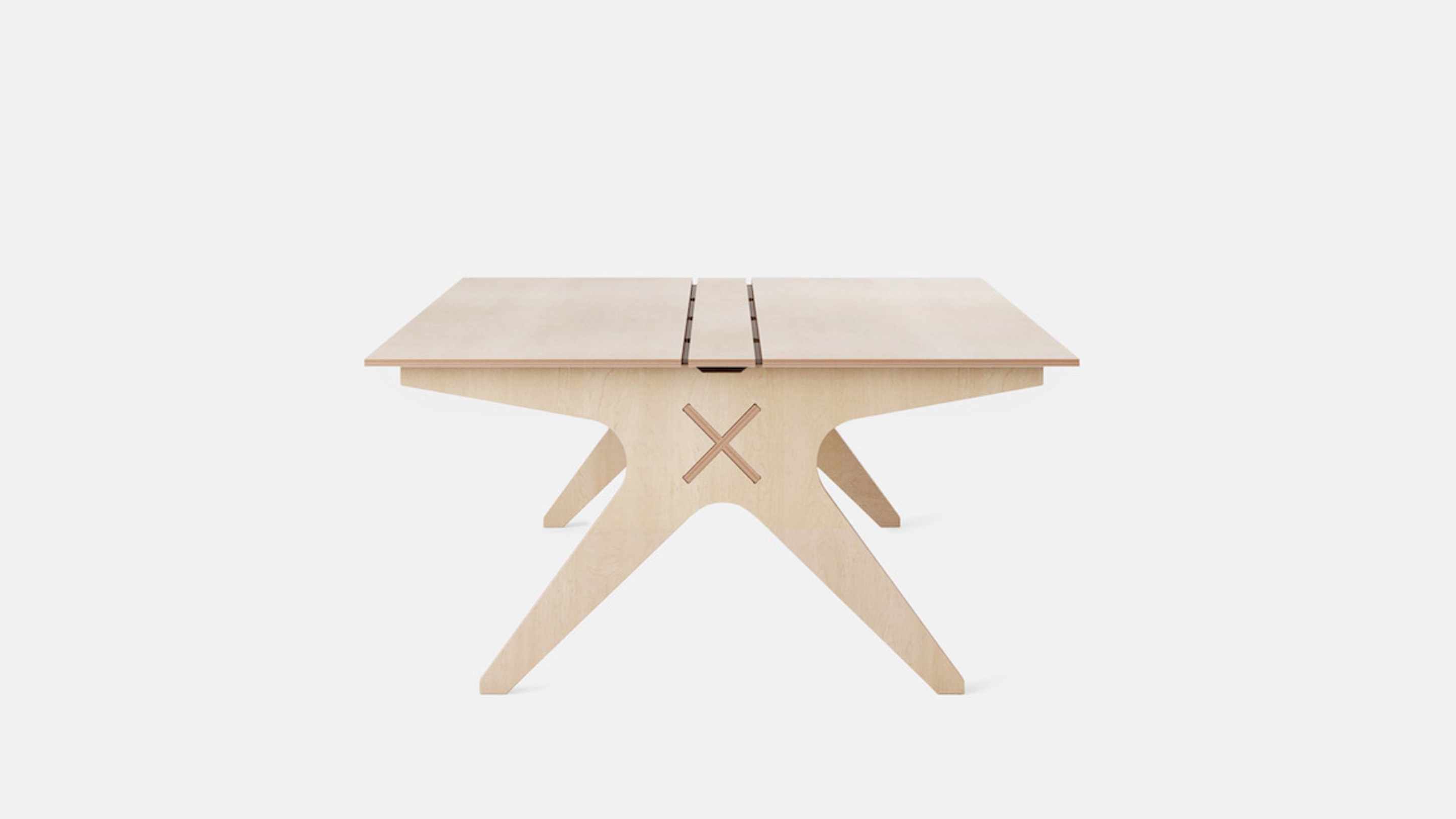 Side view of Lean Desk, All Plywood