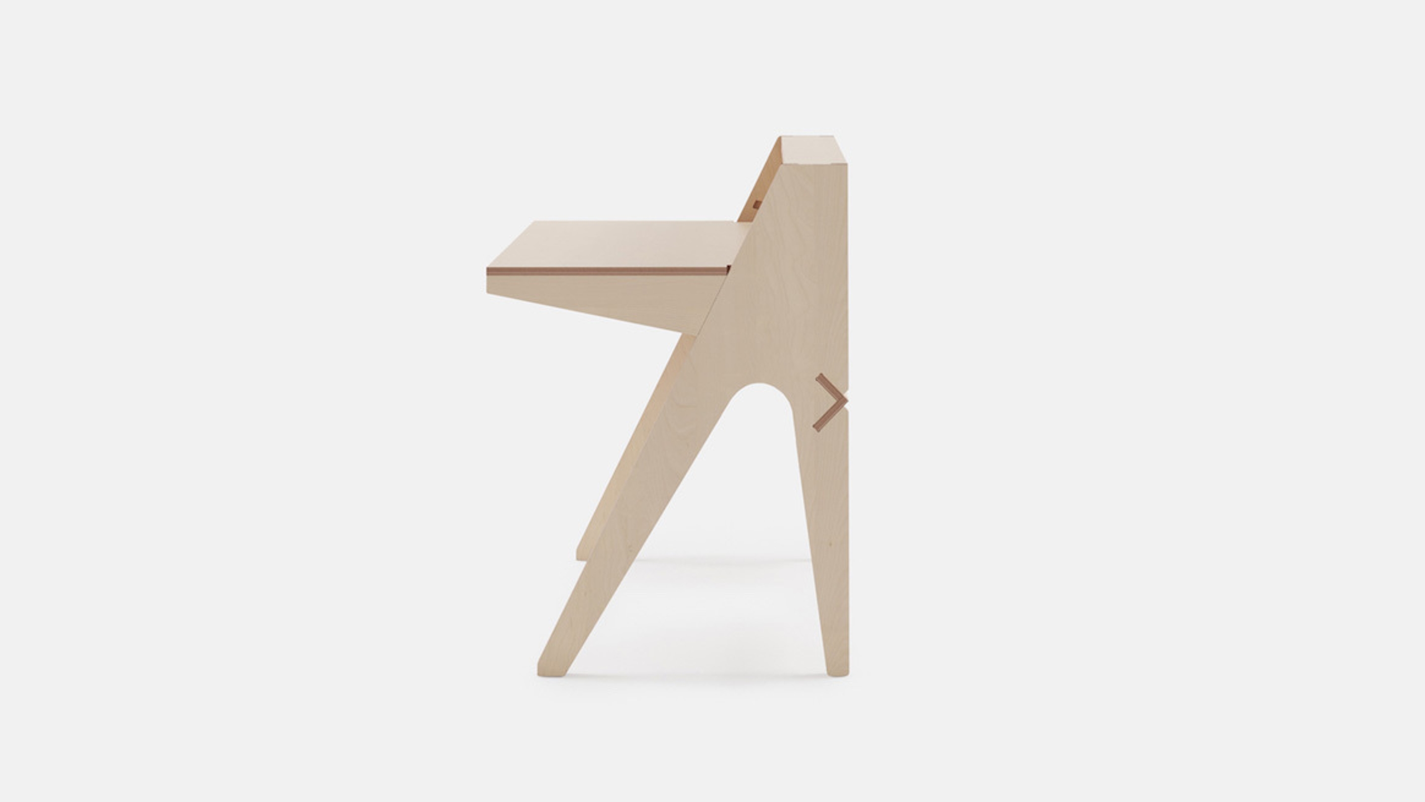 Side view of Lift Standing Desk, All Plywood