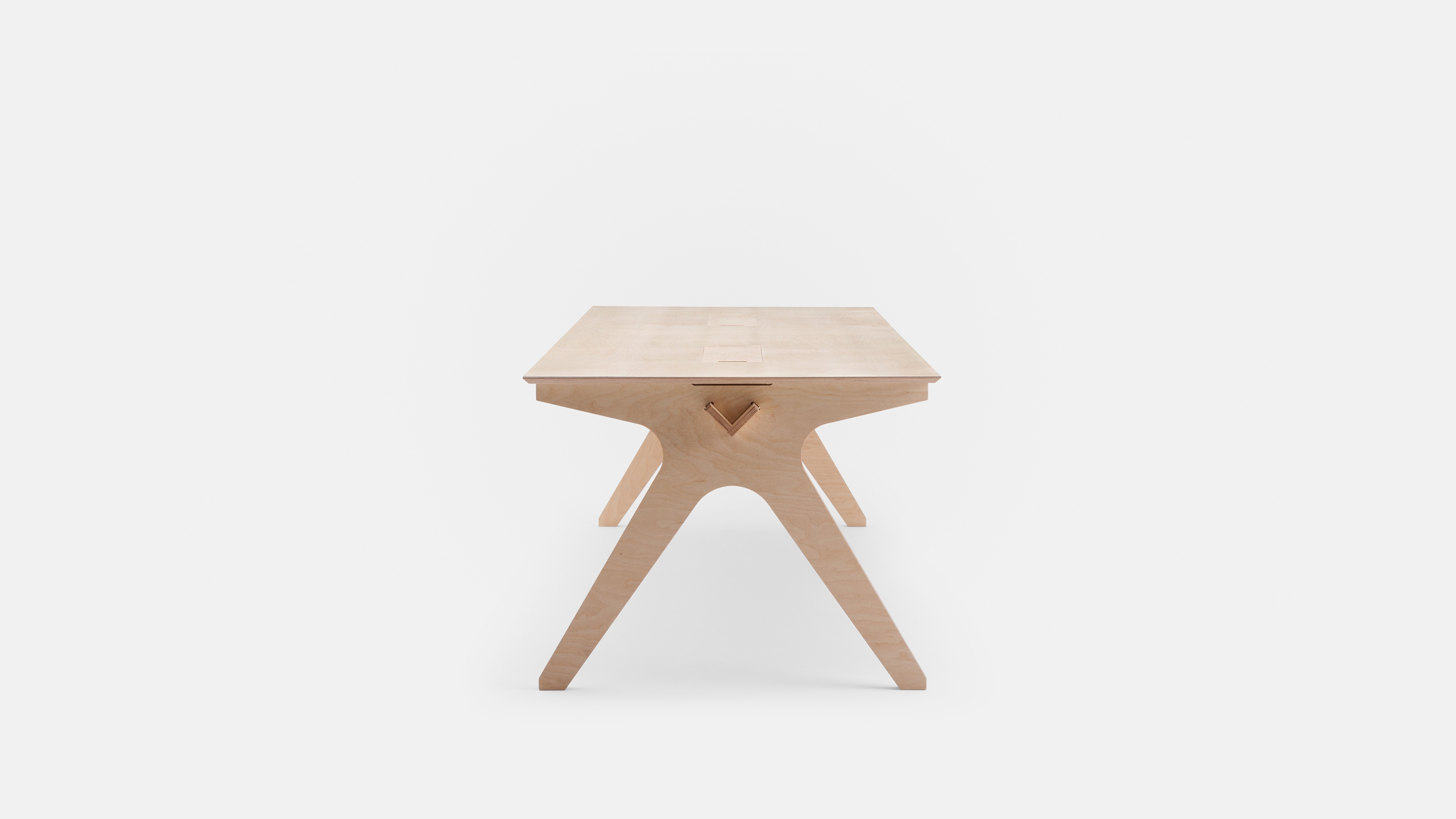 Side view of Team Desk, All Plywood
