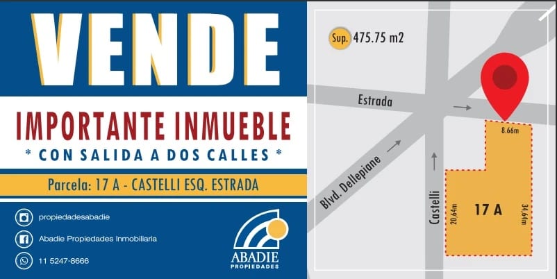 Terreno en Venta -Castelli esquina Estrada - Miniatura 1