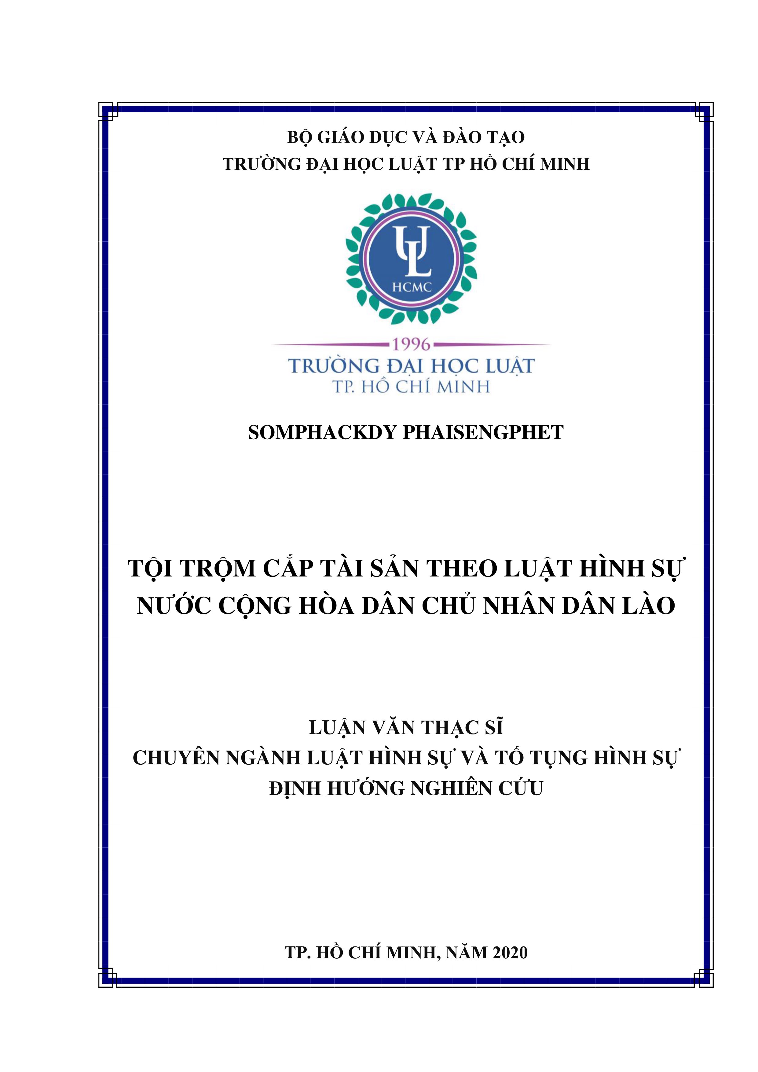 Tội trộm cắp tài sản theo Luật hình sự nước Cộng hòa dân chủ nhân dân Lào