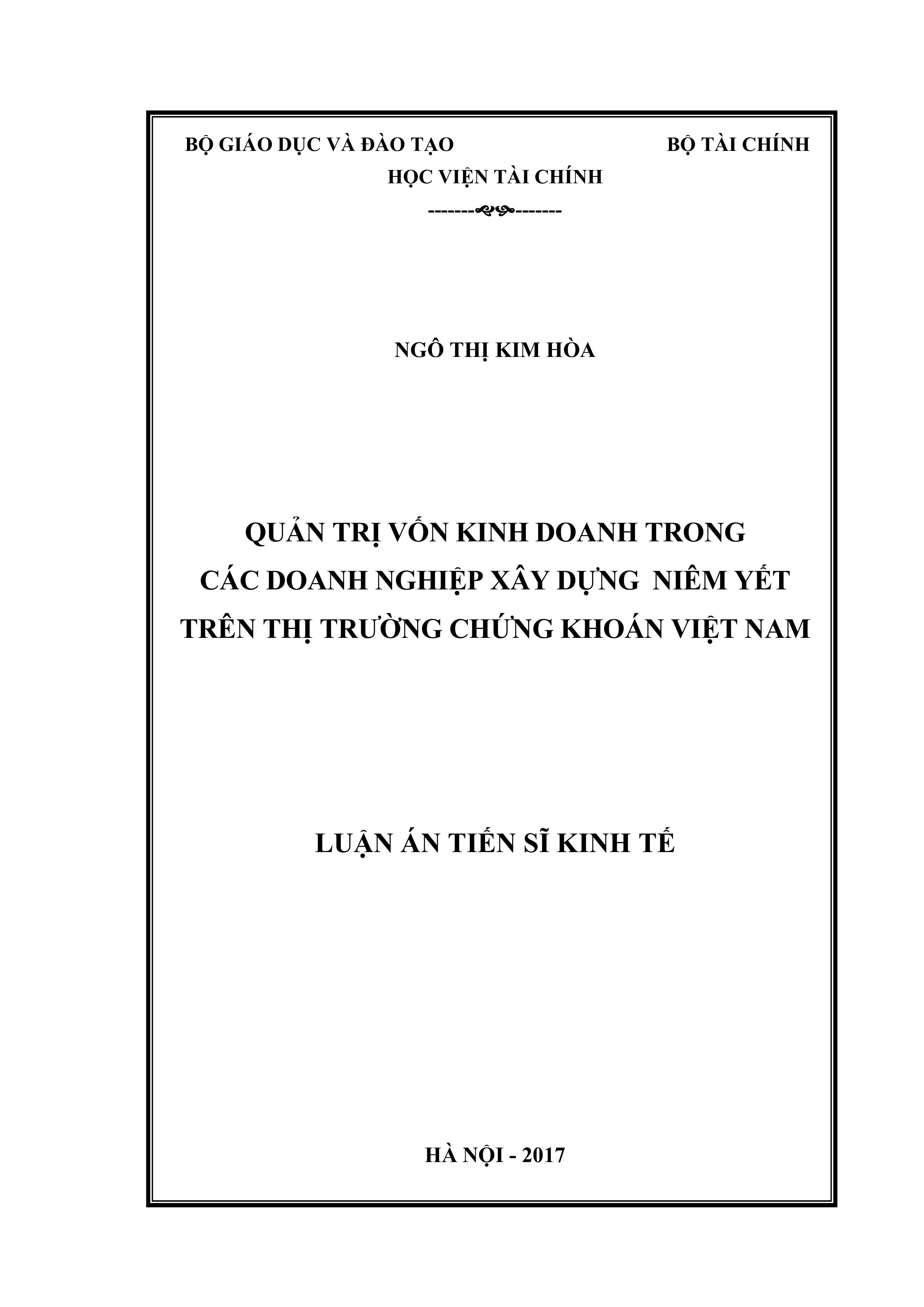 Quản trị vốn kinh doanh trong các doanh nghiệp xaayduwngj niêm yết trên thị trường chứng khoán Việt Nam