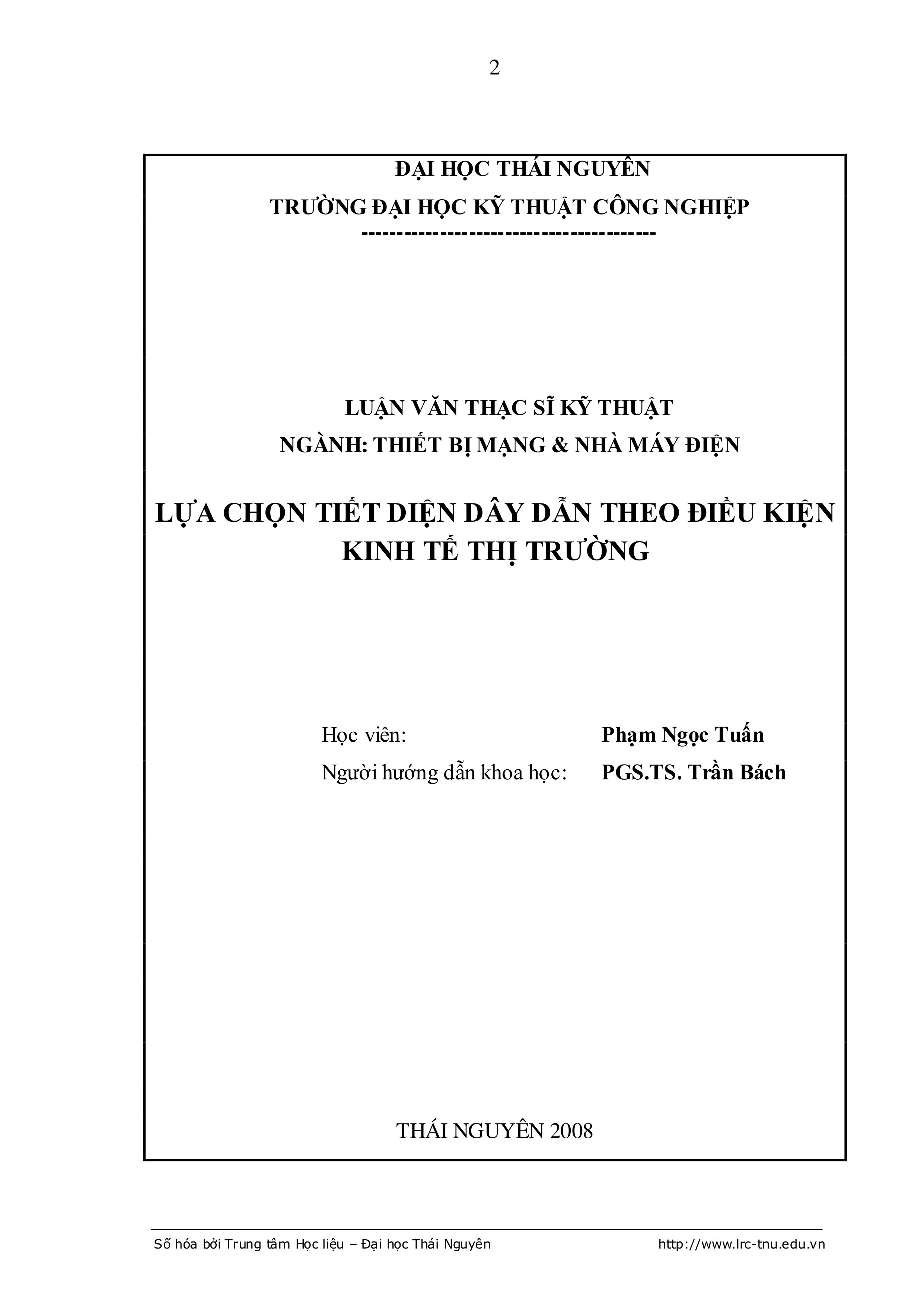 Lựa chọn tiết diện dây dẫn theo điều kiện kinh tế thị trường