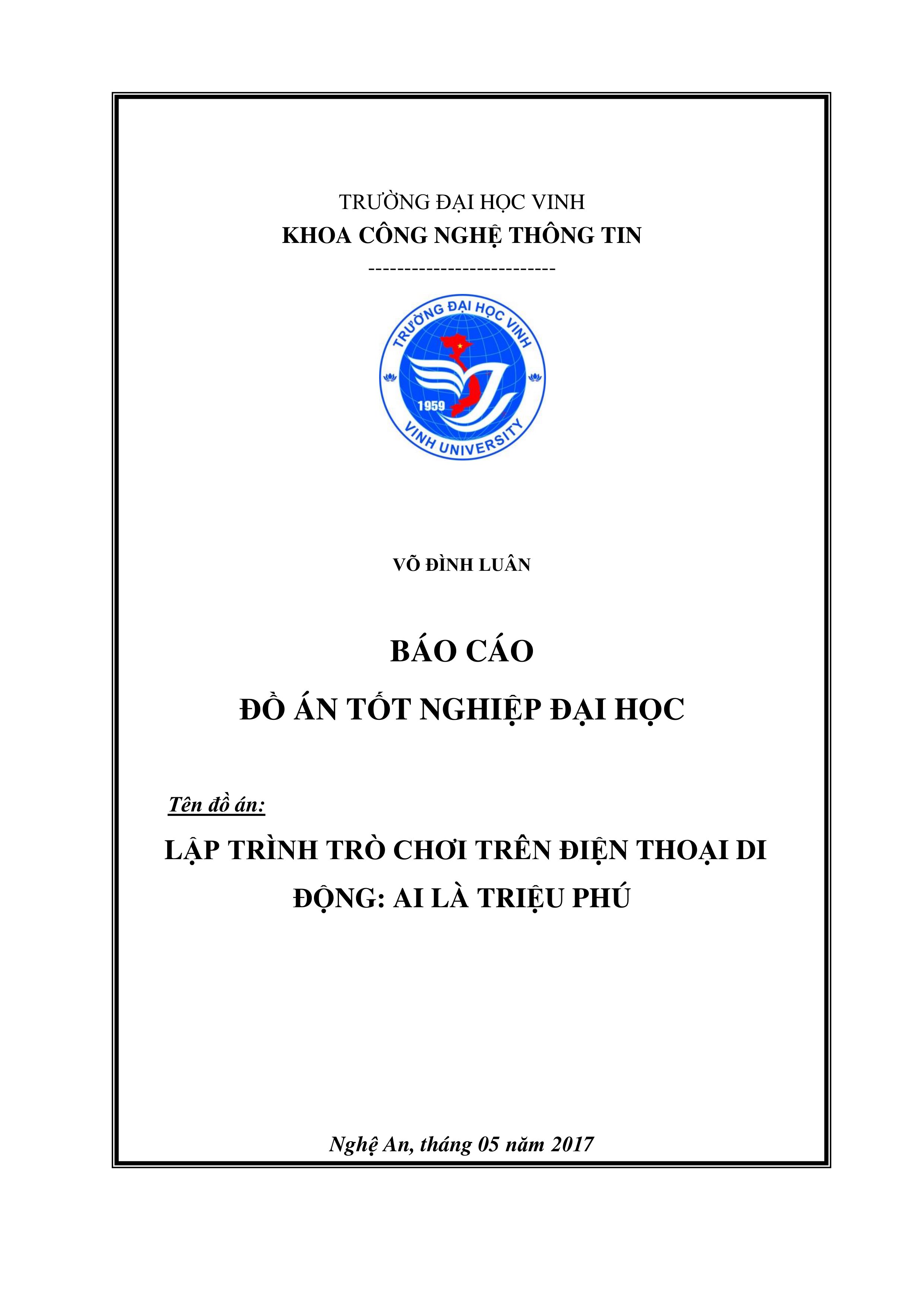 Lập trình trò chơi trên điện thoại di động ai là triệu phú