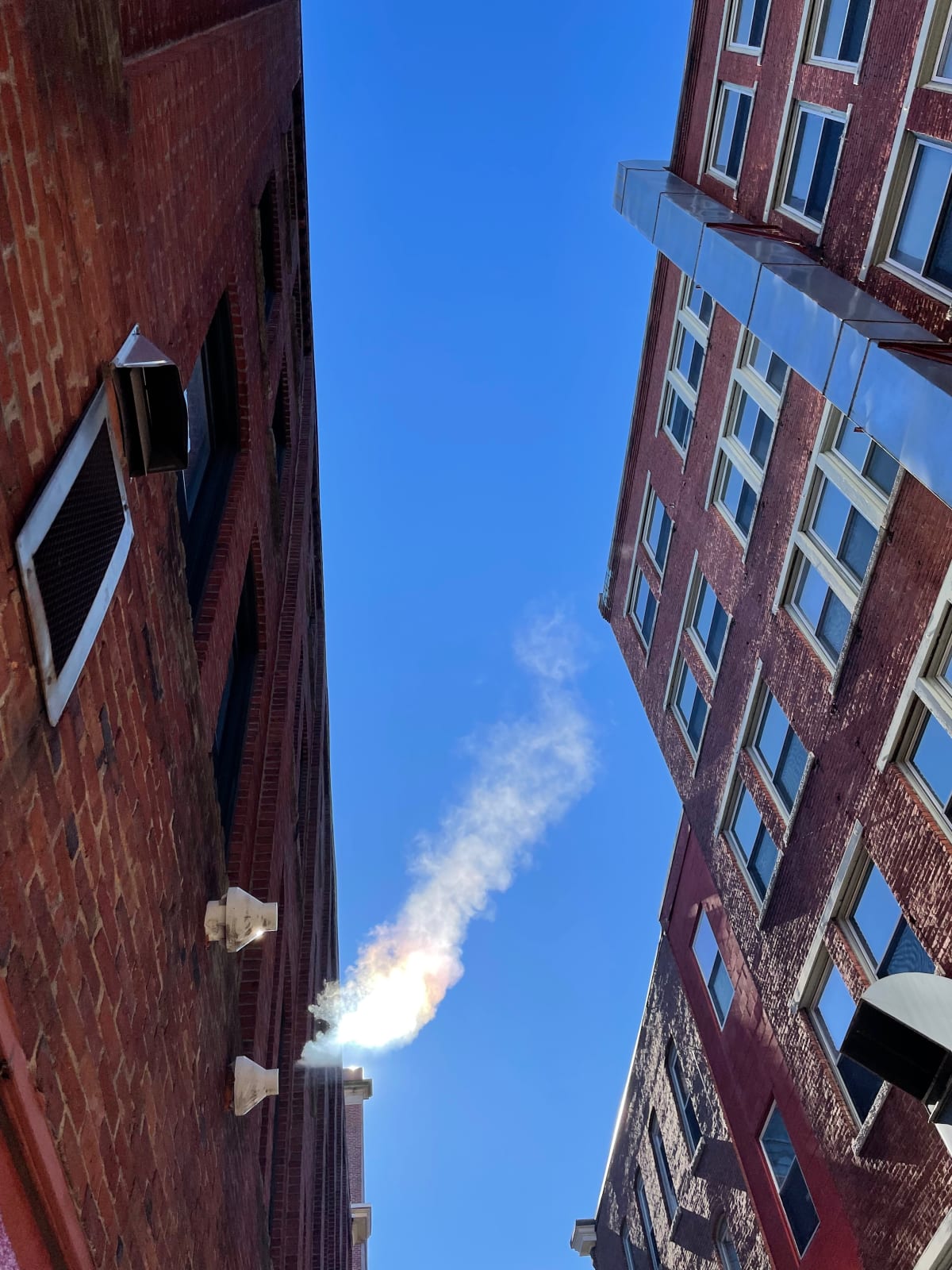 Steaming things in a Manchester, NH, alley