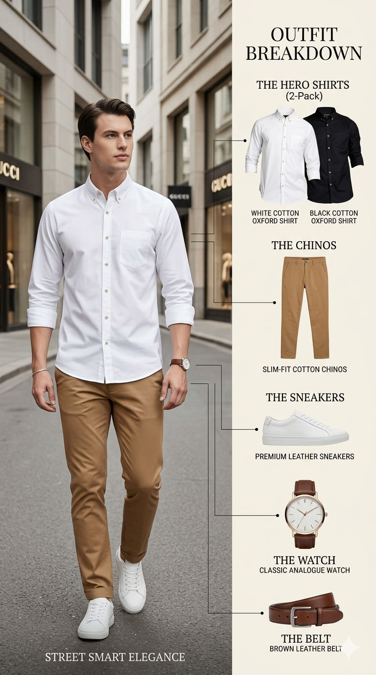 Street Smart Elegance: Premium Oxford Shirt Outfit Breakdown