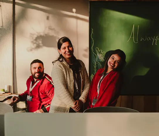 Team members at an office event