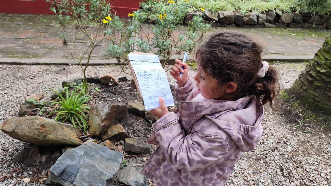 Las imágenes registran distintos momentos de la salida: el recorrido por los senderos, las instancias de escucha junto al guía, la observación atenta de plantas y árboles, y el uso de las fichas para anotar y dibujar los hallazgos. También muestran los espacios del arboretum, su diversidad de vegetación y los paisajes de Punta Ballena. A través de esta experiencia, el grupo pudo conocer el entorno, hacer preguntas y acercarse al cuidado de la flora y fauna del lugar.