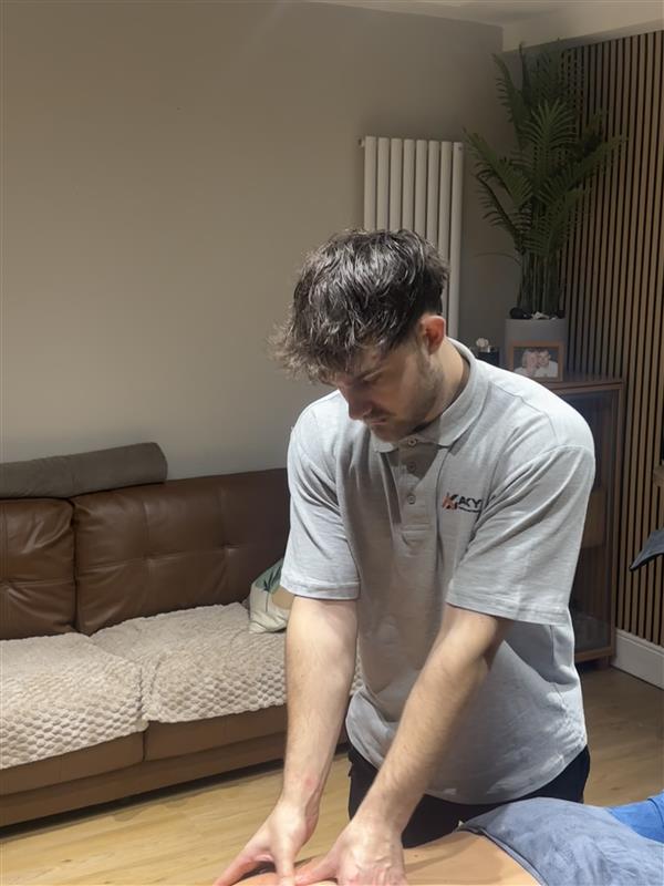Codey treating a client
