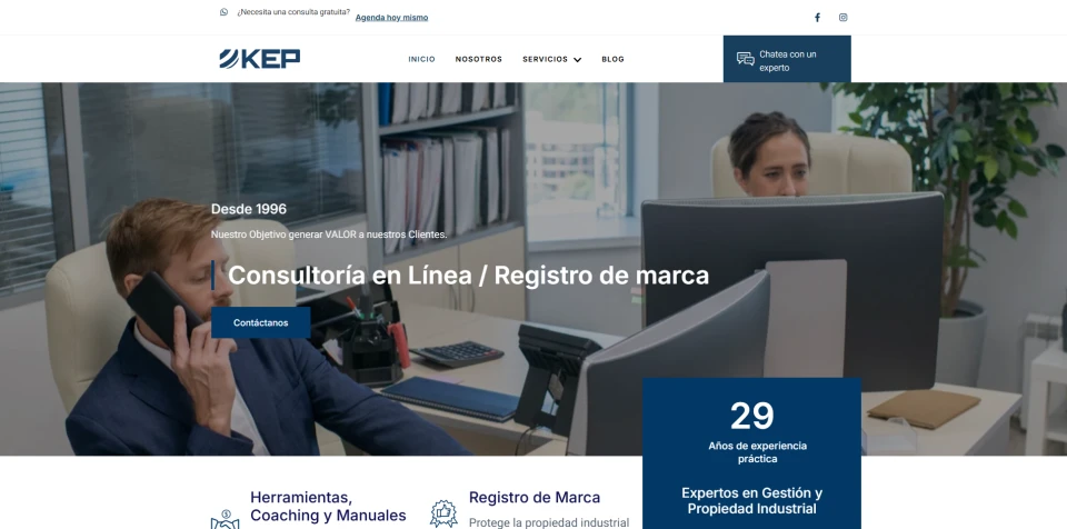 Vista previa del sitio web de KEP